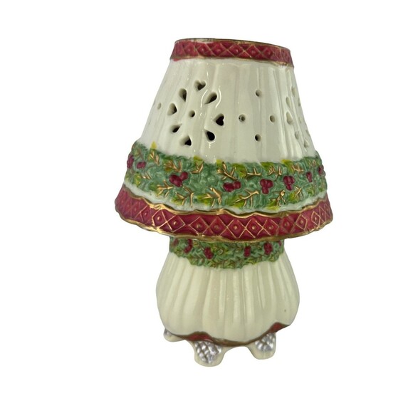 Tea Light Candle Holder Ribbon Lamp Porcelain Holiday Style Home Decor - Picture 4 of 8